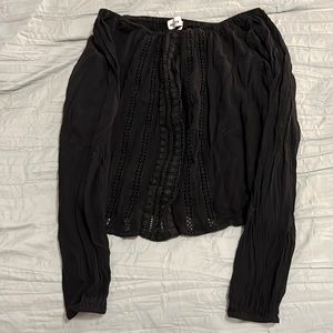 Black off the shoulder long sleeve shirt. Hollister